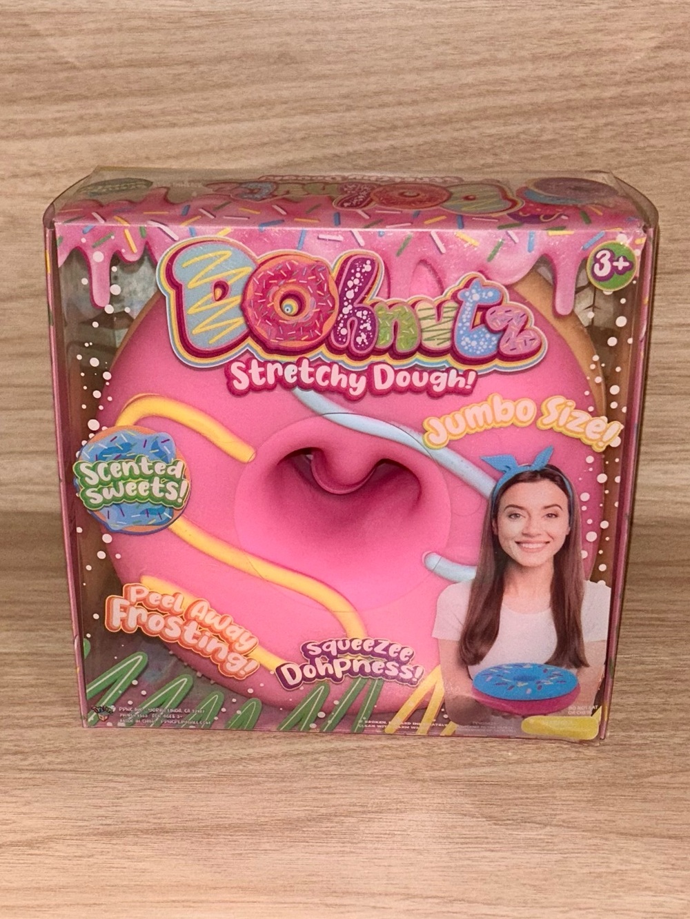 Jumbo Dohnutz Stretchy Dough Squishy - Pink Swirl Donut Squishy Toy